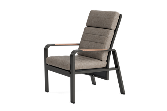 Montana relaxstoel lava aluminum met soltex beige kussen