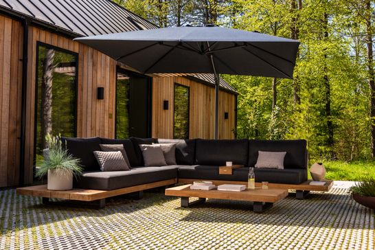Fitz Roy loungeset robuust teak met comforma basalt kussens