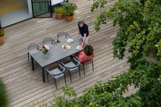 Concept dining set rechthoekig lava aluminium met keramisch blad