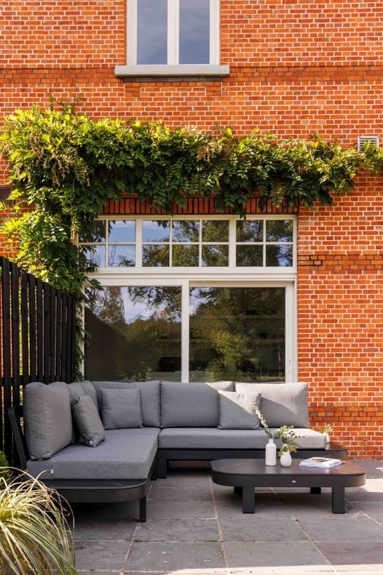 Salvador loungeset organisch lava aluminium met grijze all-weather soltex kussens