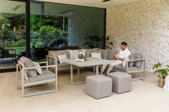 Orleans loungeset beige aluminium met beige all-weather soltex kussens
