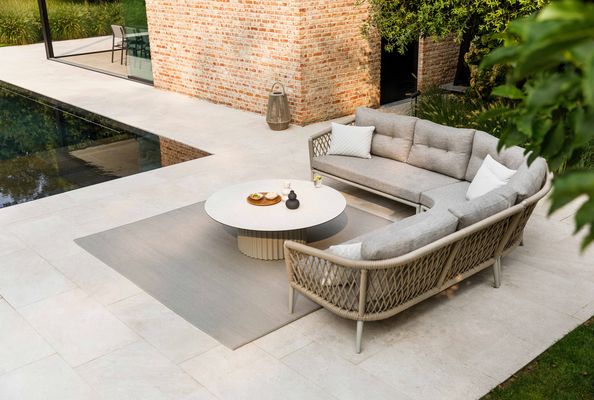 Lima loungeset in beige aluminium met rucore vlechtwerk