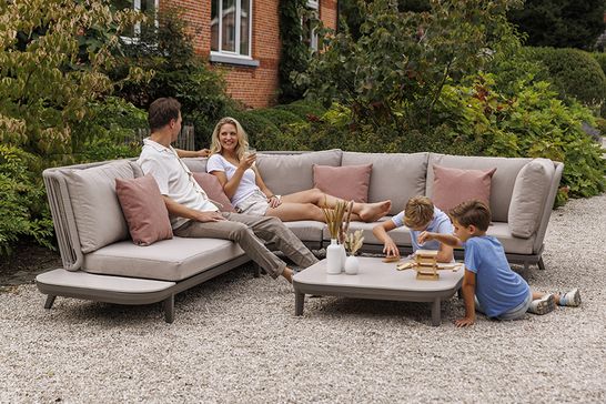 Alpes loungeset met taupe aluminium frame en boucle kussens