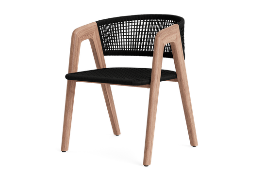 Fitz Roy dining stoel rubuust teak frame met twisted loom