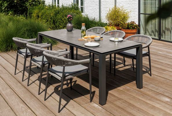 Concept dining set rechthoekig lava aluminium met keramisch blad