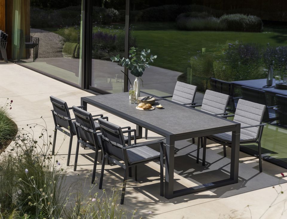 Primavera tuintafel 6 personen lava aluminium