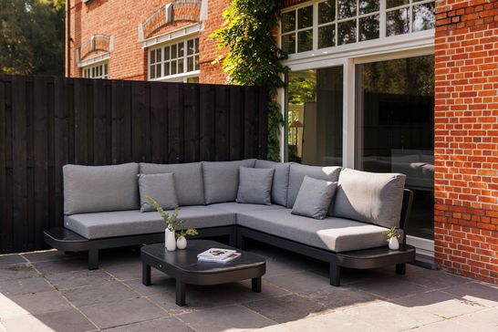 Salvador loungeset organisch lava aluminium met grijze all-weather soltex kussens