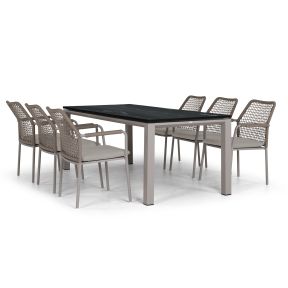 Gartenset Concept 6 Personen concept beige aluminium mit keramik Tischplatte Gartenset Concept 6 Personen concept beige aluminium mit keramik Tischplatte