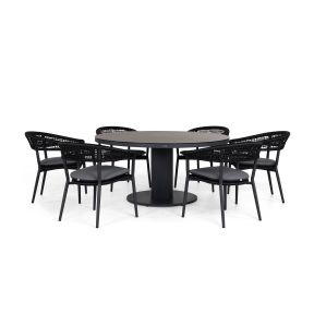 Gartenset Oslo 6 Personen Rund lava aluminium mit axu Gartenstühle