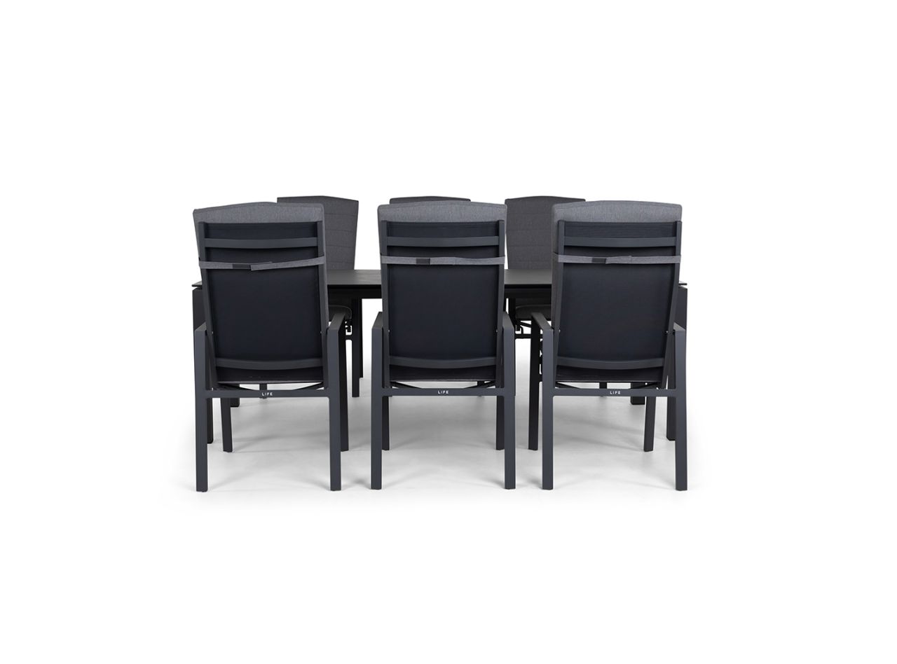 Tuinset Concept 6 personen  lava aluminium betonlook keramiek met bondi tuinstoelen