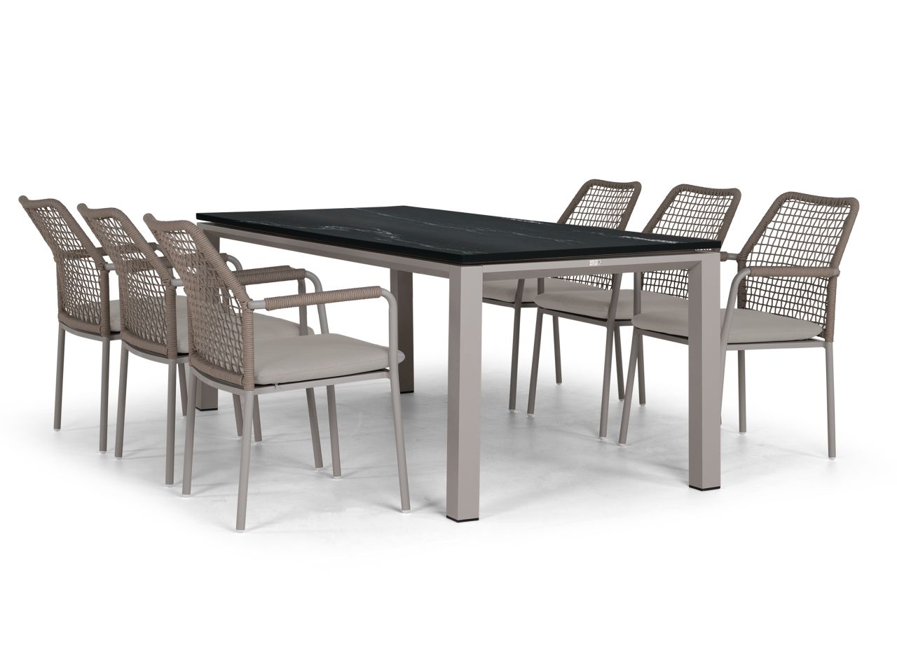 Gartenset Concept 6 Personen concept beige aluminium mit keramik Tischplatte Gartenset Concept 6 Personen concept beige aluminium mit keramik Tischplatte