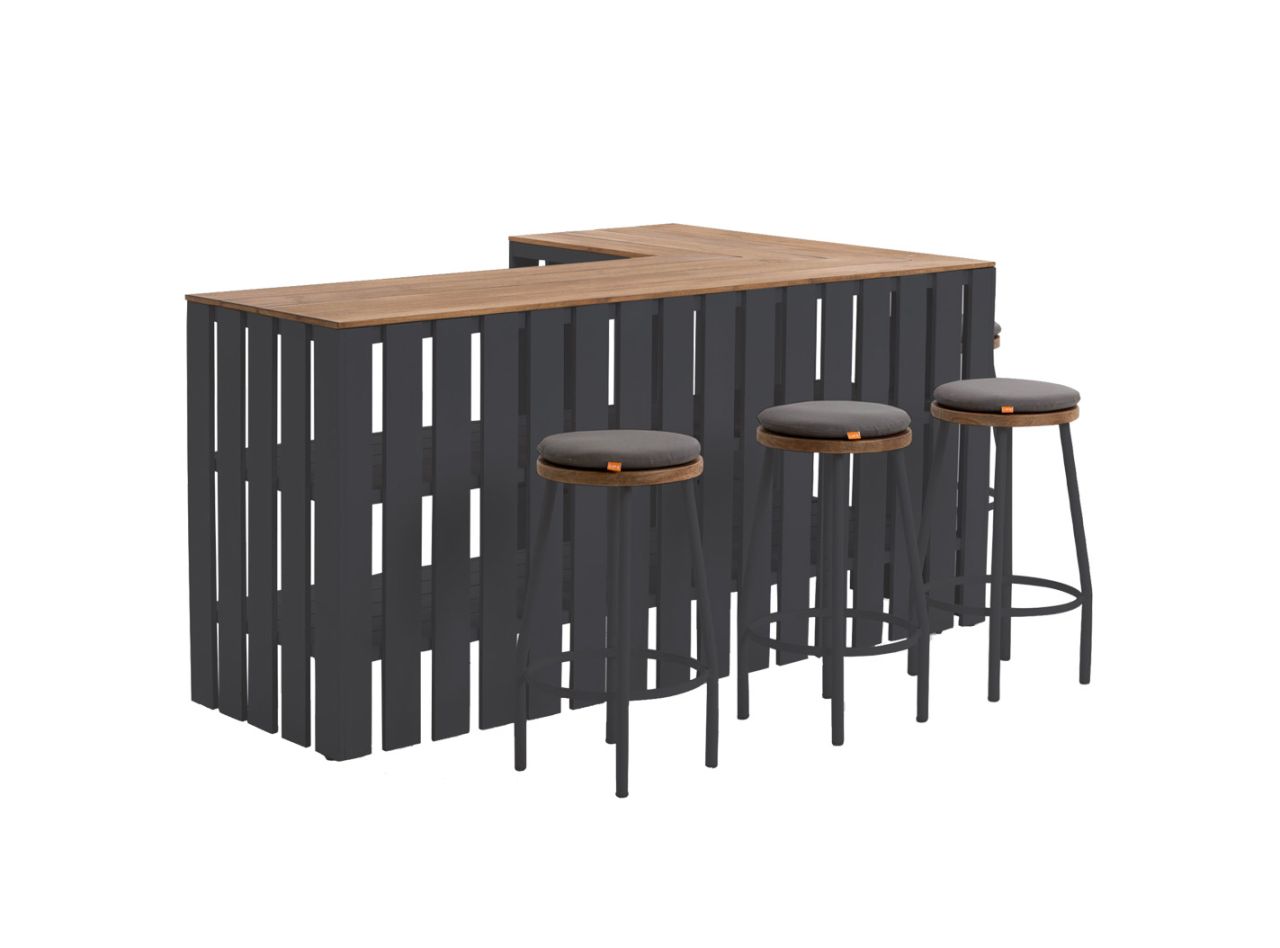 Bar set Fiji 4 person robust teak lava aluminium