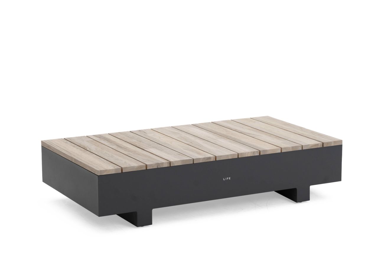 Loungetisch Edge 140x75 mixx grau Teakholz lava aluminium Loungetisch Edge 140x75 mixx grau Teakholz lava aluminium