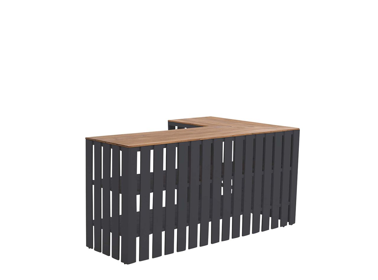 Bar table Fiji 203x93cm robust teak lava aluminium