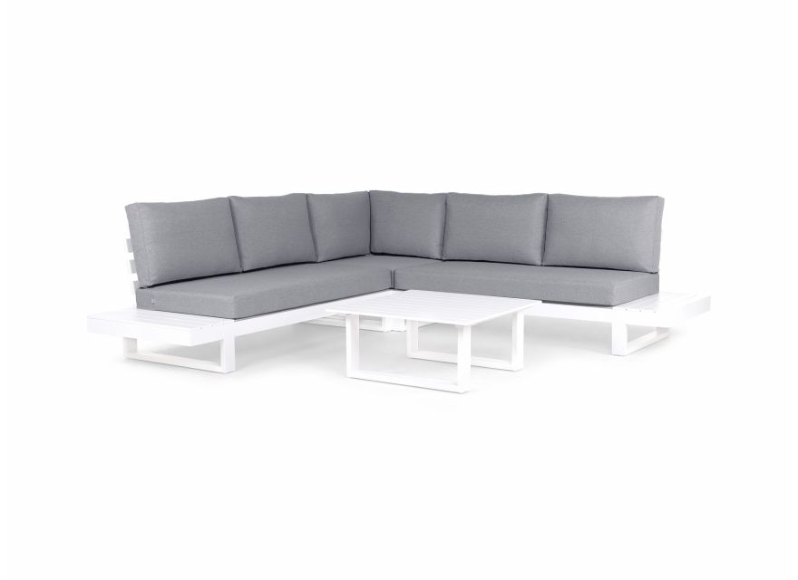 Loungeset Ibiza 5 personen wit aluminium met zijtafels