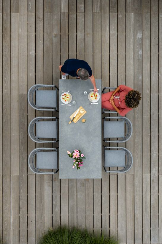 Concept dining set rechthoekig lava aluminium met keramisch blad
