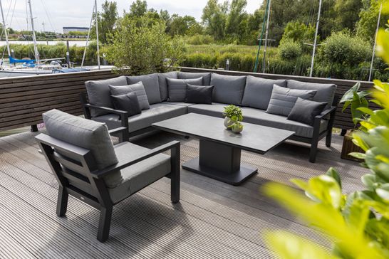 Timber loungeset lava aluminium met verstelbare salontafel