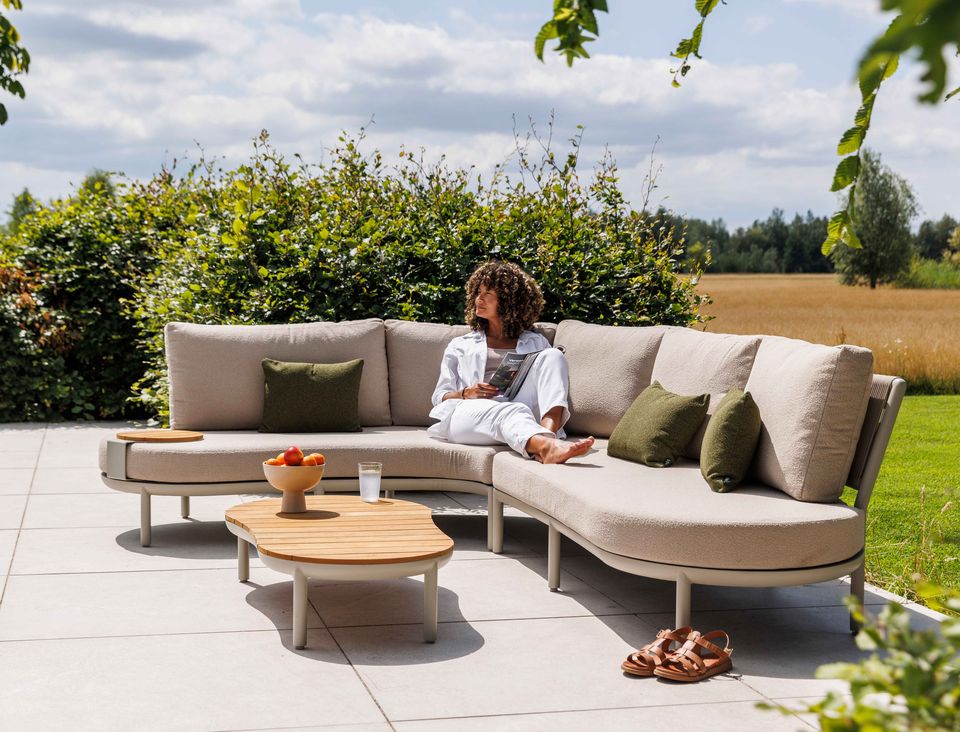 Olympus loungeset organisch beige met all-weather bouclé kussens