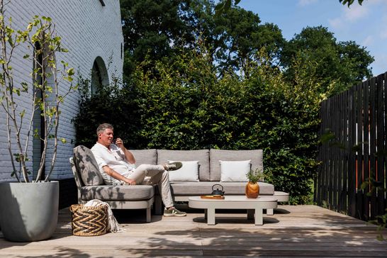 Salvador loungeset organisch beige aluminium met beige all-weather soltex kussens