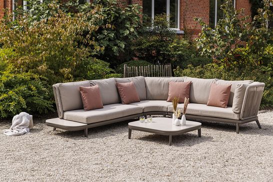 Alpes loungeset met taupe aluminium frame en boucle kussens